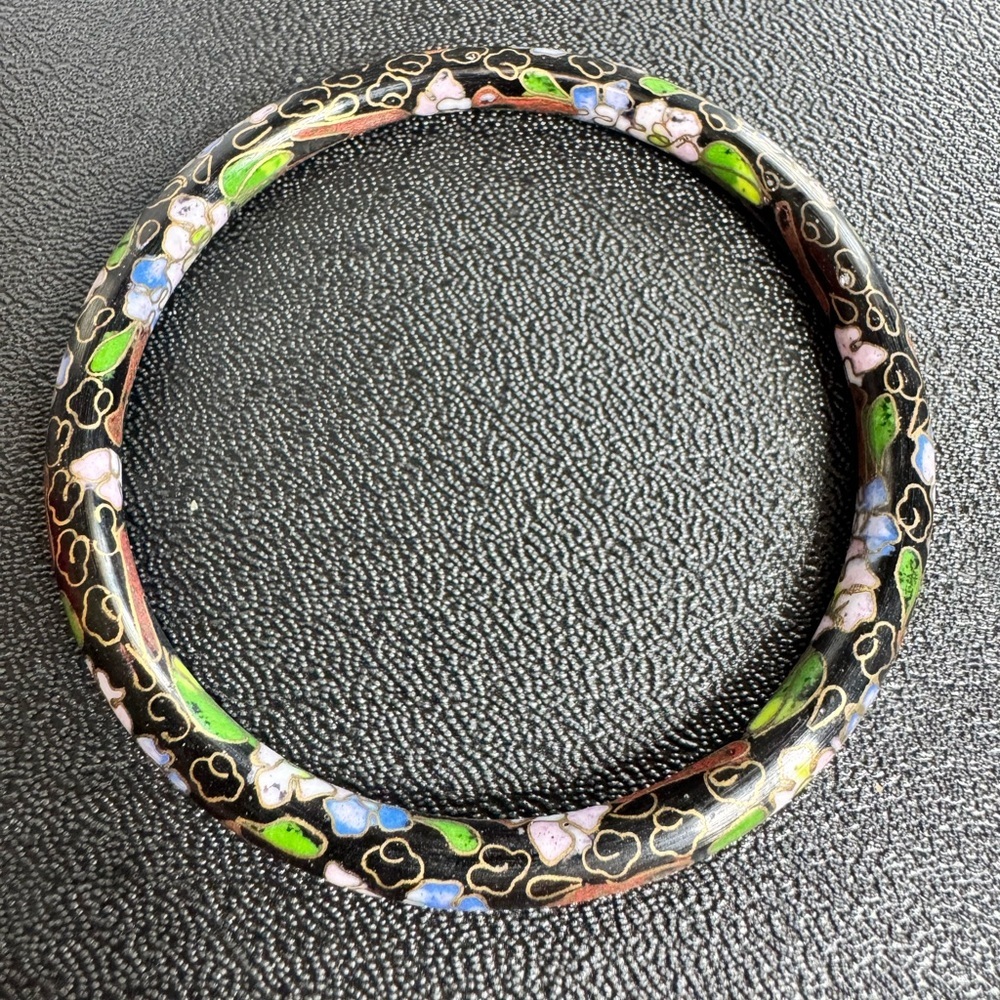 Cloisonne Black Bangle Bracelet